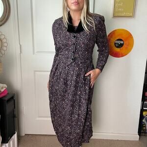 Vintage 80s 90s Halmode Petites Purple Vest Detail Abstract Print Dress Sz 10